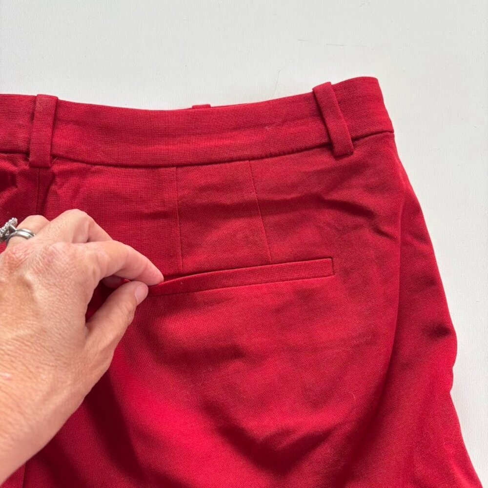 NWT J. Crew Wool Pant Trouser Red Italian Stretch Kaya Stretch Winter Holiday - Picture 9 of 16